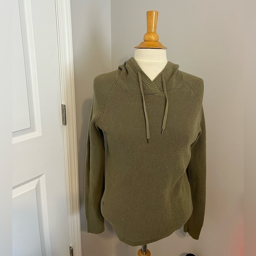 Lauren Ralph Lauren Olive Green Waffle Print Hoodie Sz SP